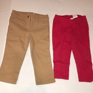 Janie & Jack Toddler Girl Pants And Legging Bundle | Beige And Red | 12-18 M
